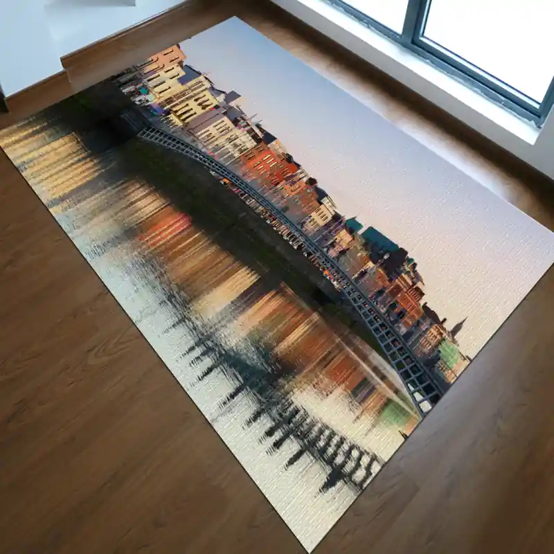 Tappeto Passatoia Salotto Cucina Bagno Lavabile Dublino Irlanda Città Case Colori Fiume - CI0025