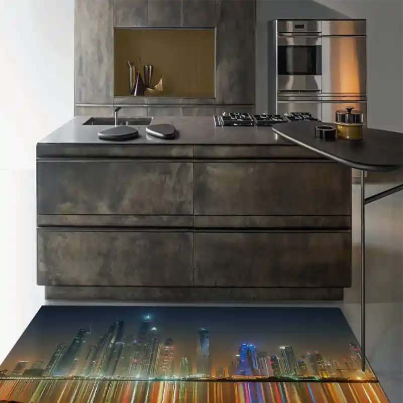 Tappeto Passatoia Salotto Cucina Bagno Lavabile Abu Dabi Emirati Arabi Uniti Grattacieli Luci CI0021