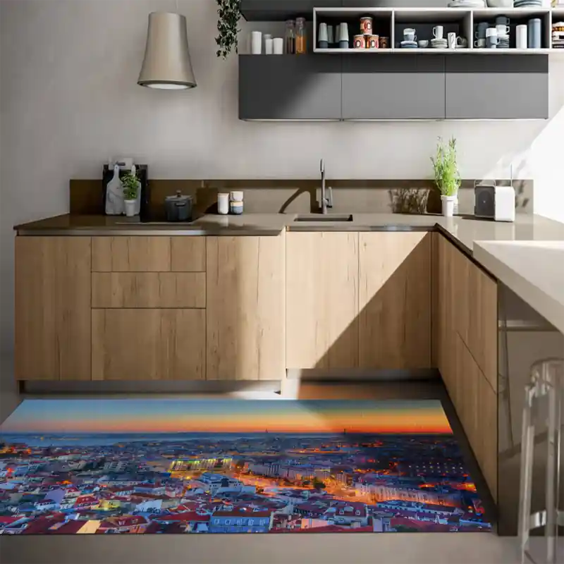 Tappeto Passatoia Salotto Cucina Bagno Lavabile Lisbona Portogallo Città Tramonto - CI0018