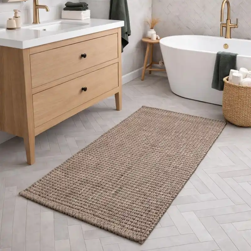 WARP - Tappeto Passatoia da Bagno Intrecciato in Microfibra Assorbente - Lavabile ed Antiscivolo - Fango