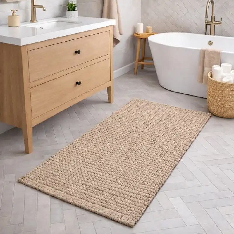 WARP - Tappeto Passatoia da Bagno Intrecciato in Microfibra Assorbente - Lavabile ed Antiscivolo - Corda
