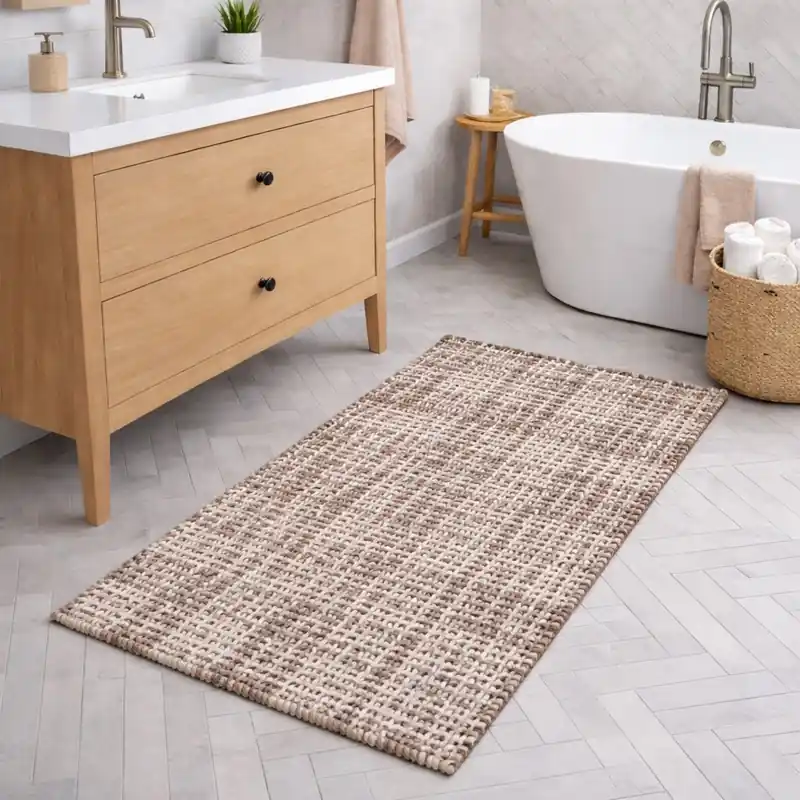 WARP - Tappeto Passatoia da Bagno Intrecciato in Microfibra Assorbente - Lavabile ed Antiscivolo - Tortora