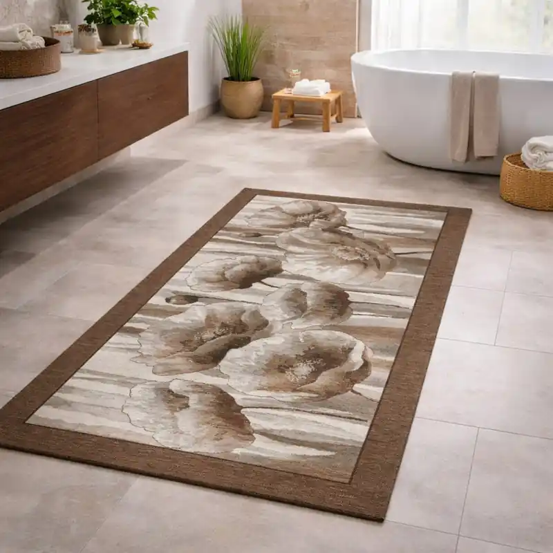 HOLLAND - Tappeto Passatoia da Bagno - Lavabile ed Antiscivolo - Ciniglia Jacquard - Fango