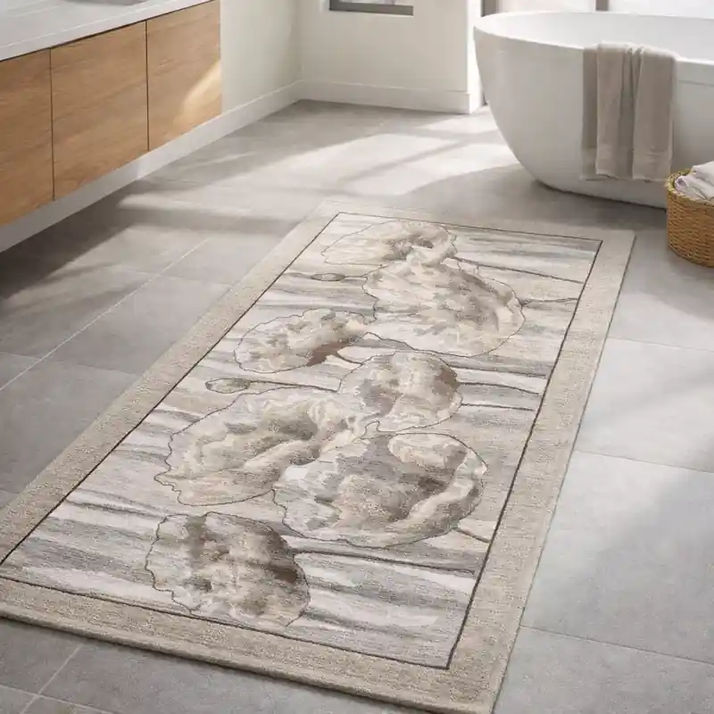 HOLLAND - Tappeto Passatoia da Bagno - Lavabile ed Antiscivolo - Ciniglia Jacquard - Tortora