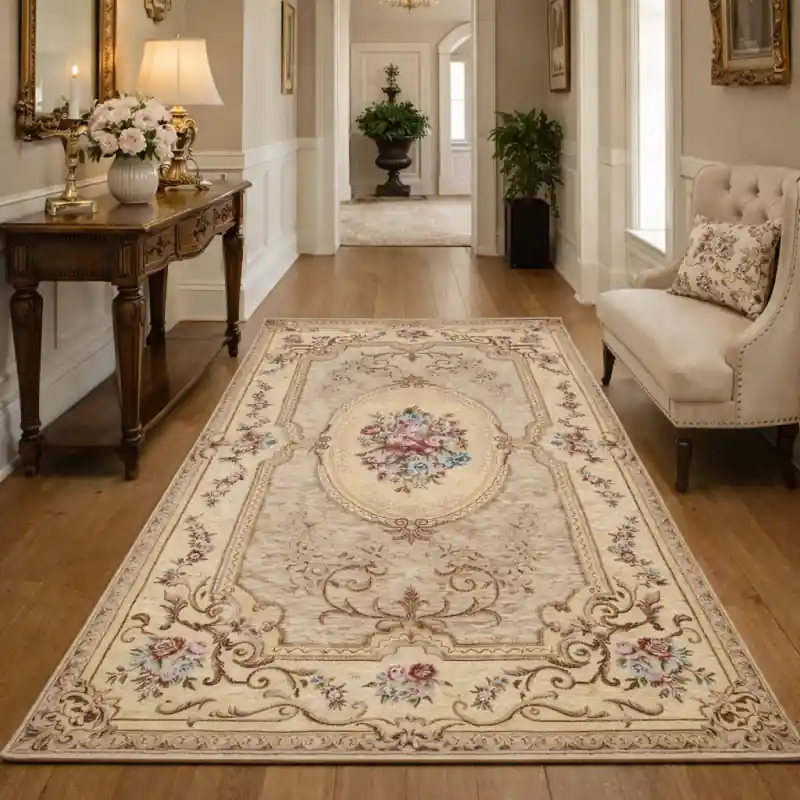 AUBUSSON - Tappeto Classico Passatoia Corsia Stile Francese '800 Ciniglia Jacquard - Lavabile ed Antiscivolo - Tortora