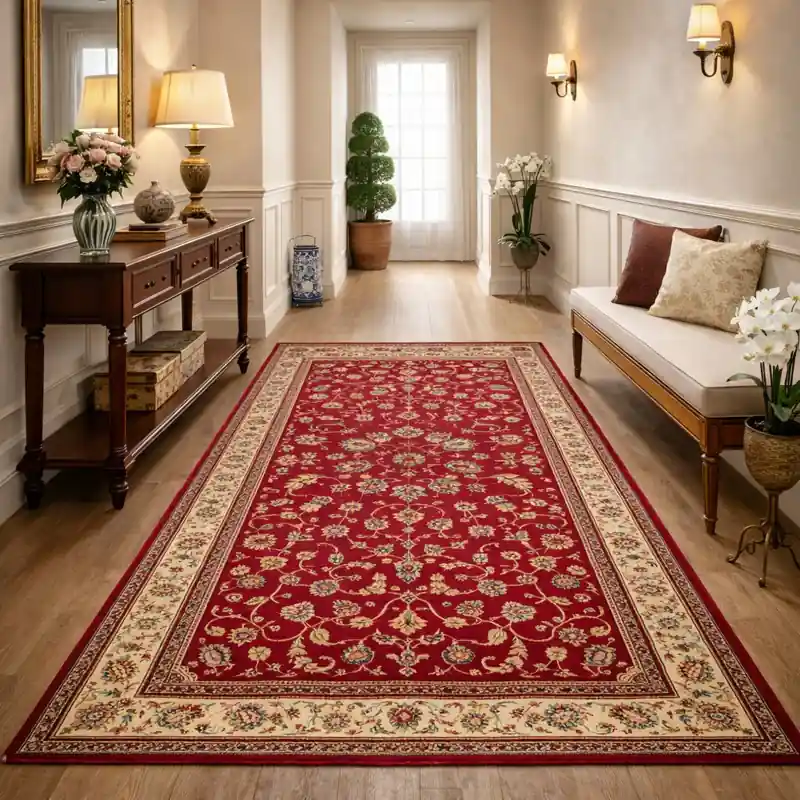 KAZAKH - Tappeto Classico Passatoia Corsia Stile Caucasico Effetto Seta Fiori Rosso 1517