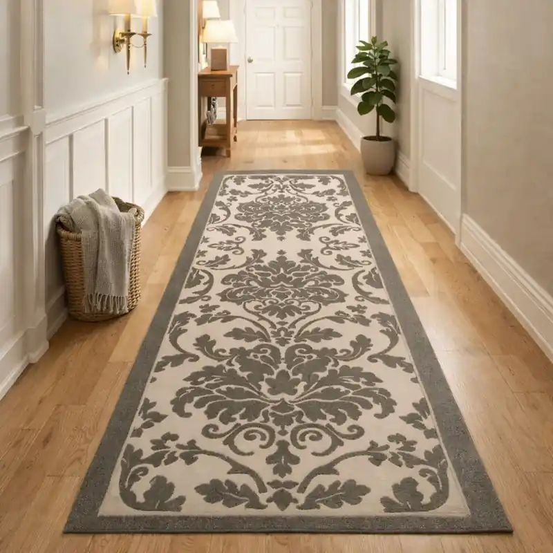 LEVANTE - Tappeto Classico Passatoia Corsia Ciniglia Jacquard Raffinato Effetto Rilievo - Lavabile ed Antiscivolo - Fango