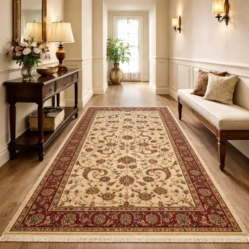 KAZAKH - Tappeto Classico Passatoia Corsia Stile Caucasico Effetto Seta Fiori Beige 2155