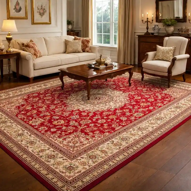 KAZAKH - Tappeto Classico Stile Caucasico Effetto Seta Fiori Rosone Rosso 2154