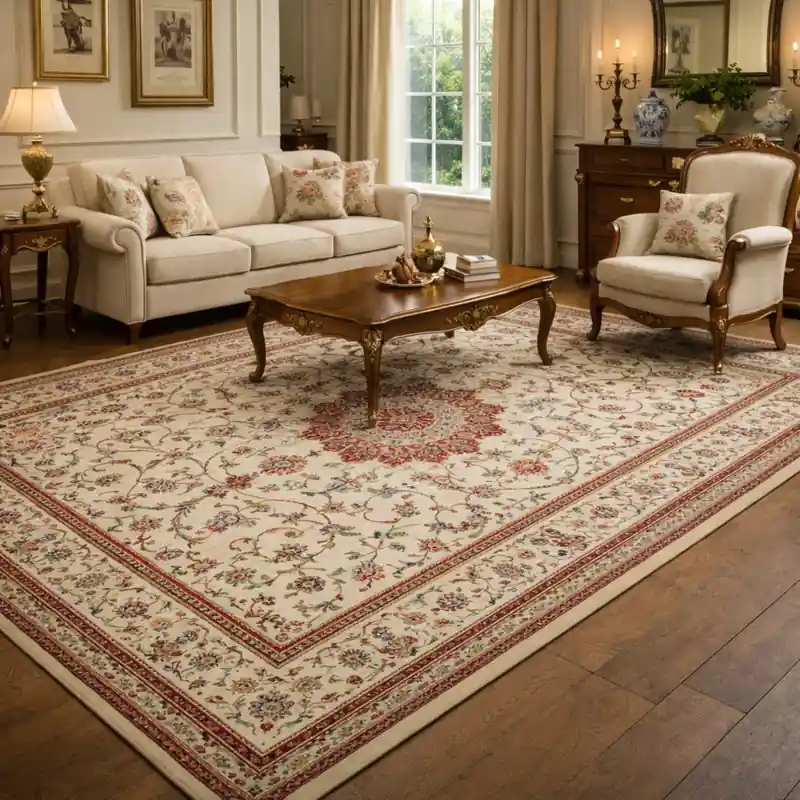 KAZAKH - Tappeto Classico Stile Caucasico Effetto Seta Fiori Rosone Beige 2154