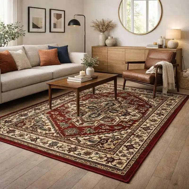 KAZAKH - Tappeto Classico Stile Caucasico Effetto Seta Rosso 1535