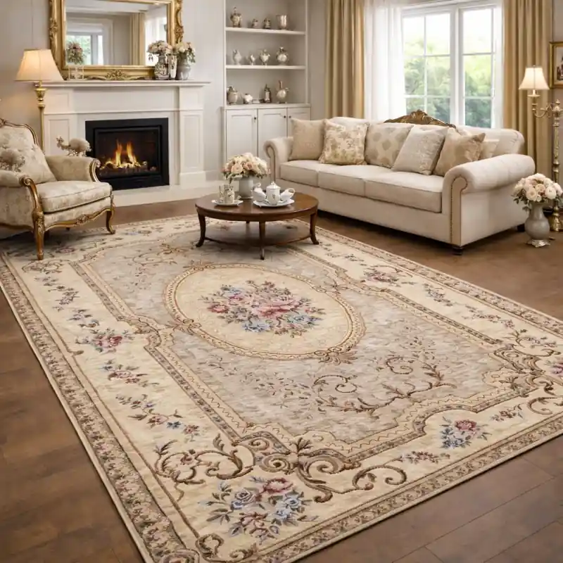 AUBUSSON - Tappeto Classico Stile Francese '800 Ciniglia Jacquard - Lavabile ed Antiscivolo - - Tortora