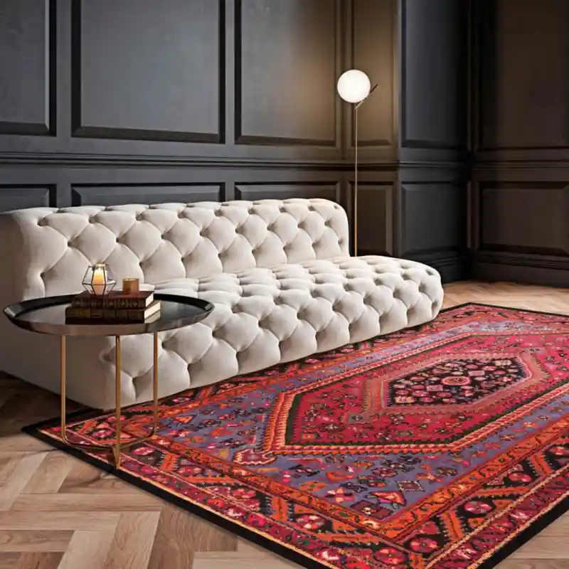Tappeto Corsia Salotto Camera Lavabile Antiscivolo Classico Persiano Bordeaux Greche - MOSSUL ROSSO