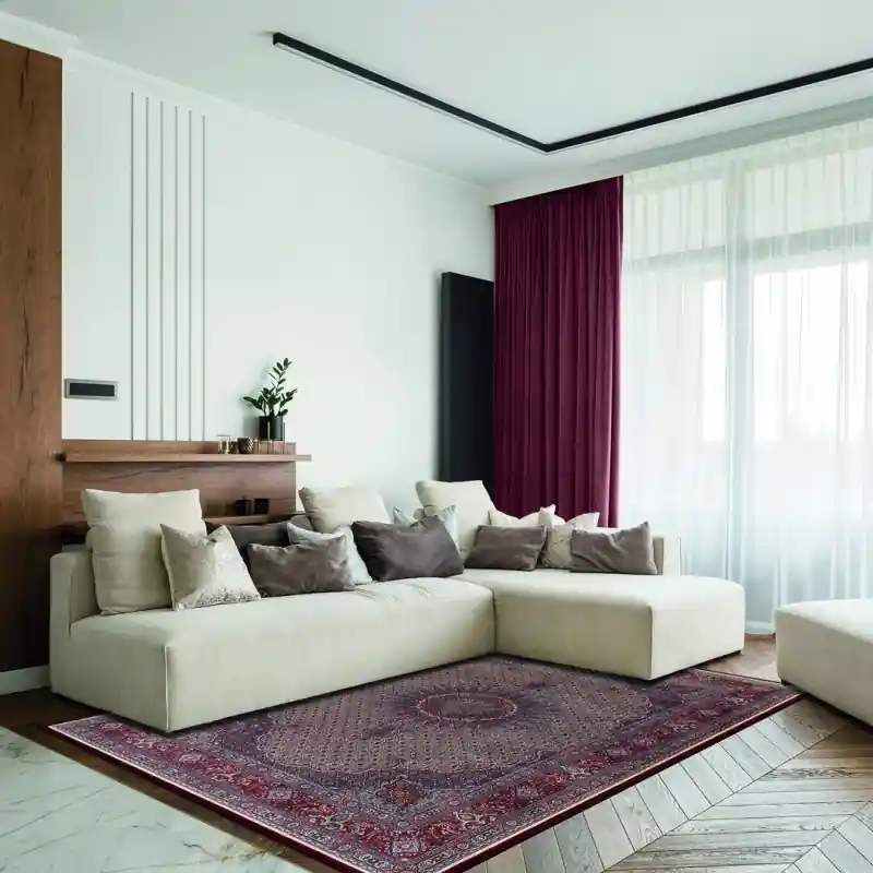 Tappeto Corsia Salotto Camera Lavabile Antiscivolo Classico Stile Iraniano Rosone Fango - MOUD