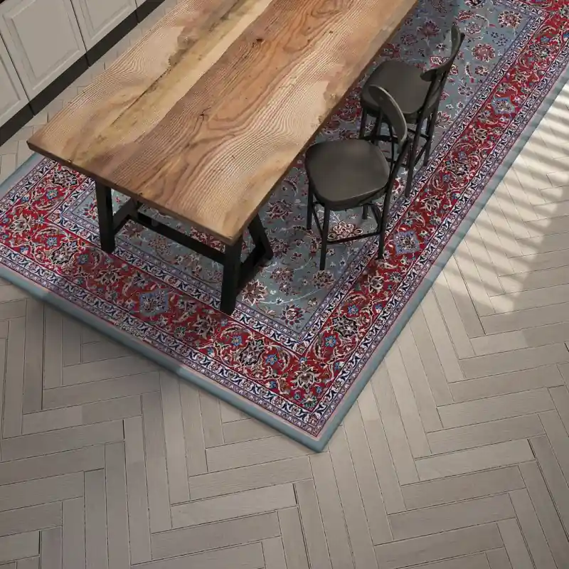 Tappeto Corsia Salotto Camera Lavabile Antiscivolo Classico Stile Persiano Azzurro Rosso - ISFAHAN