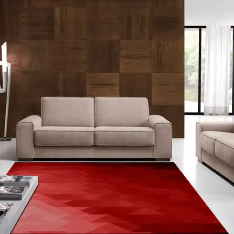 Tappeto Salotto Cucina Bagno Lavabile Antiscivolo Moderno Geometrico Triangolo Rosso - MOD5045
