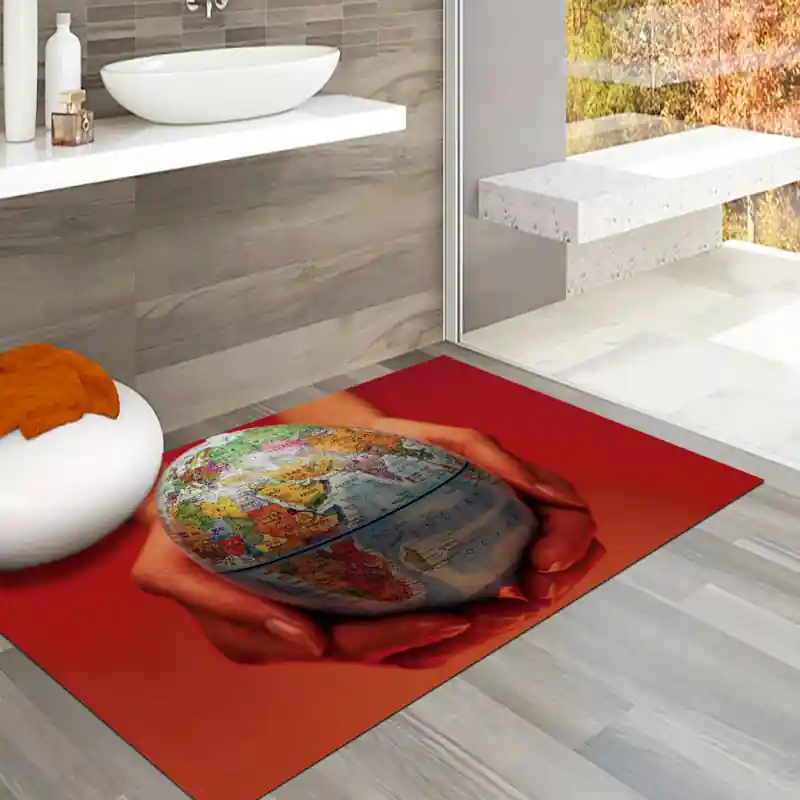 Tappeto Passatoia Salotto Cucina Bagno Lavabile Mappamondo Mani - CG0017