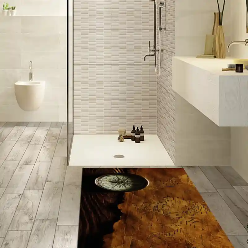 Tappeto Passatoia Salotto Cucina Bagno Lavabile Cartina Geografica Bussola Deserto - CG0014