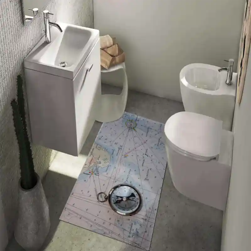 Tappeto Passatoia Salotto Cucina Bagno Lavabile Cartina Bussola Coordinate Rotta - CG0012