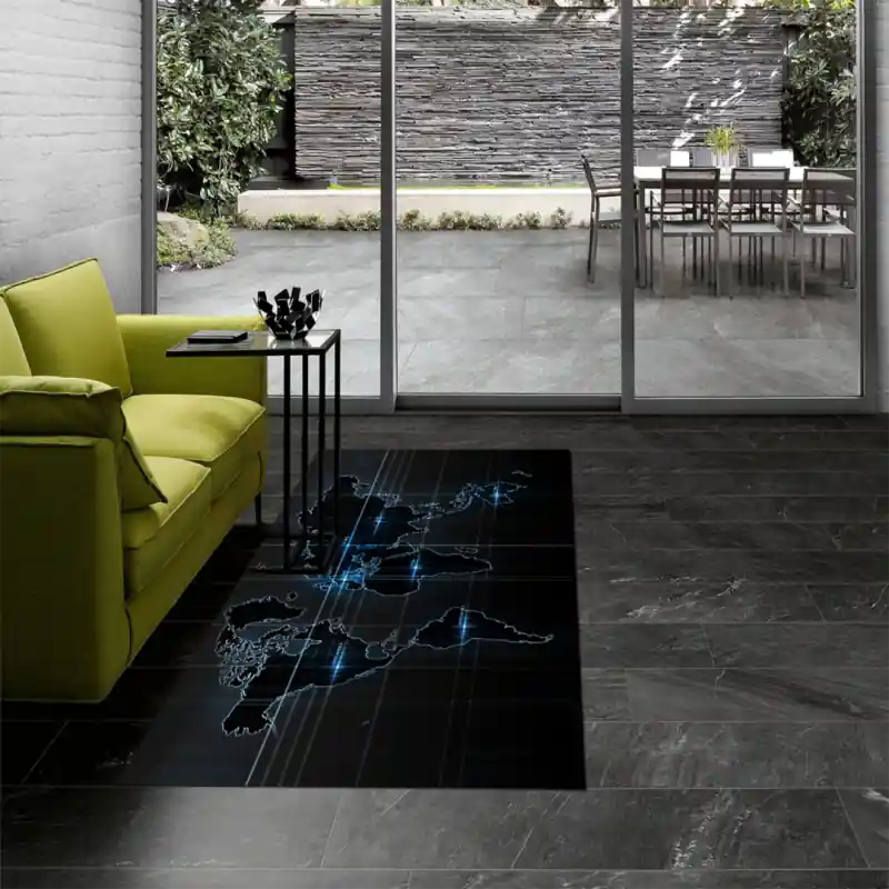 Tappeto Passatoia Salotto Cucina Bagno Lavabile Cartina Mondo Notte Luci Led - CG0011