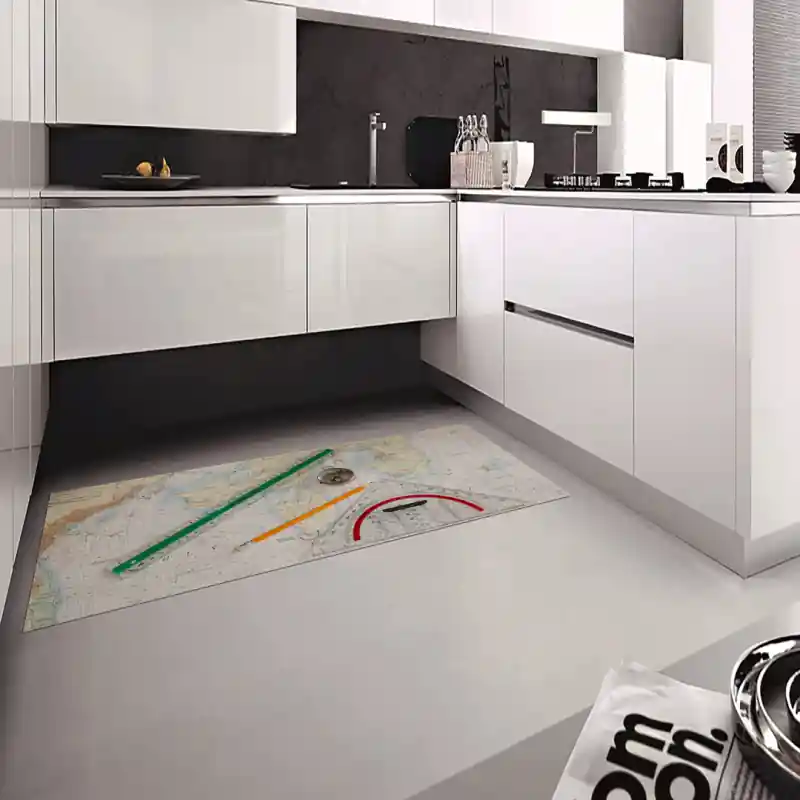 Tappeto Passatoia Salotto Cucina Bagno Lavabile Carta Geografica Strumenti Righelli Squadre CG0008