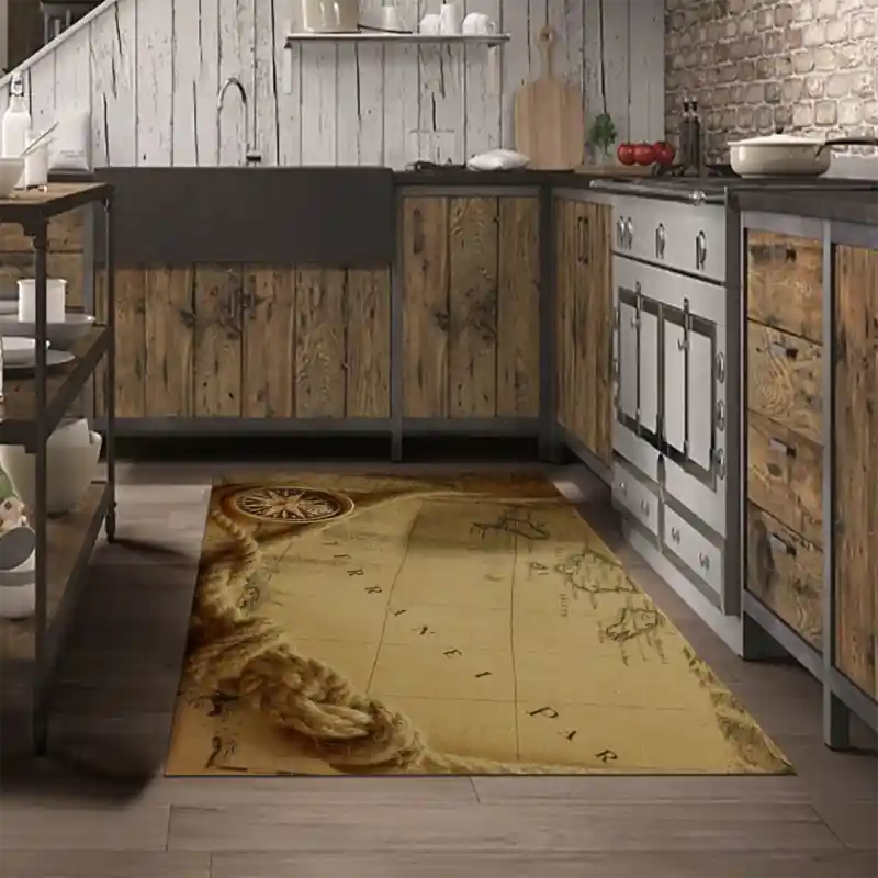 Tappeto Passatoia Salotto Cucina Bagno Lavabile Carta Geografica Bussola Nodi Marinaio - CG0007