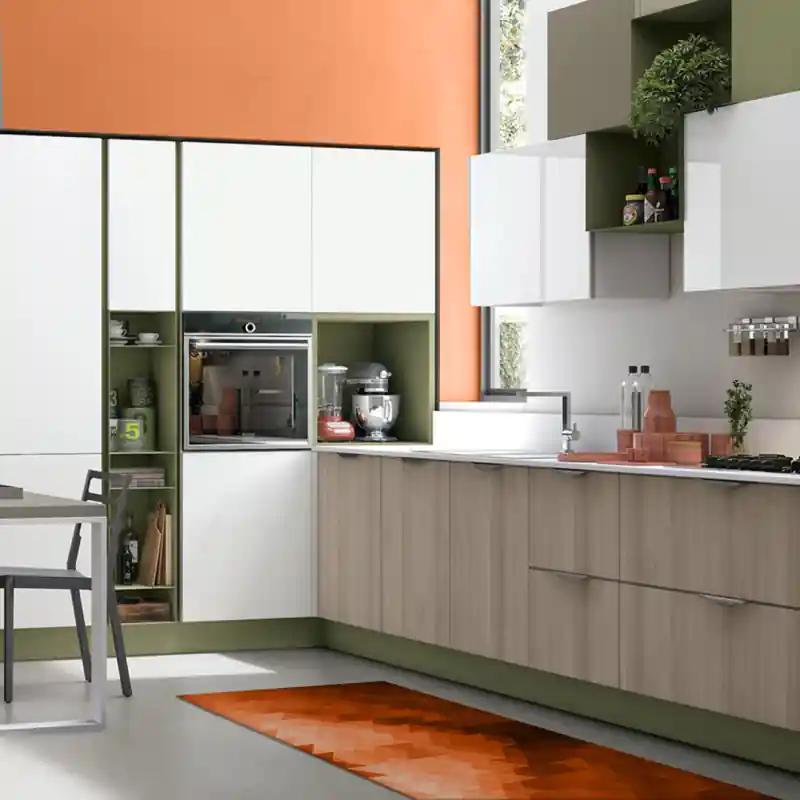 Tappeto Salotto Cucina Bagno Lavabile Antiscivolo Moderno Geometrico Triangolo Arancio - MOD5043