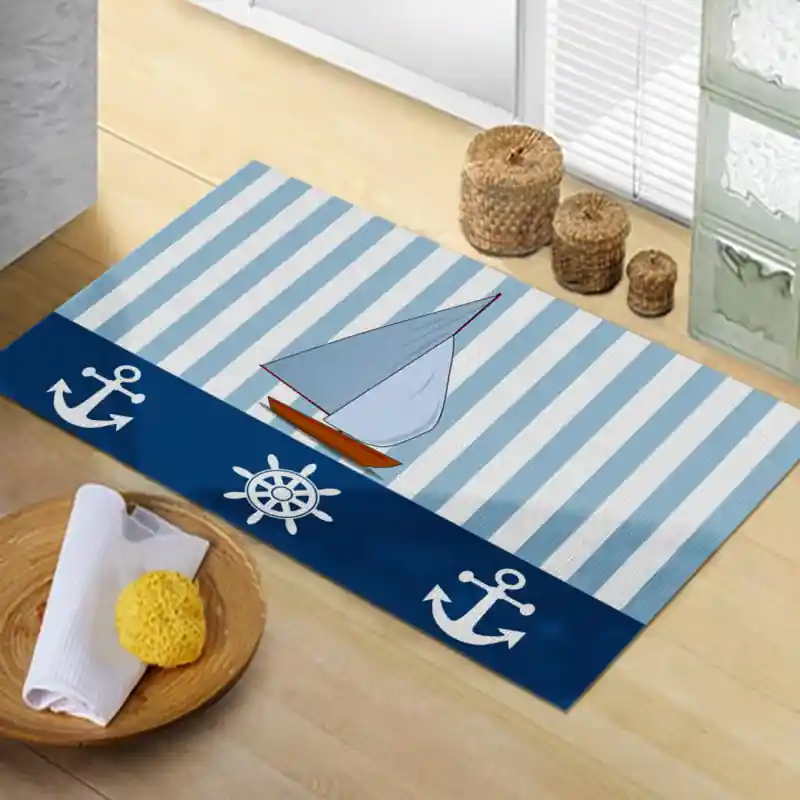 Tappeto Passatoia Salotto Cucina Bagno Lavabile Marinaio Barca Timone Vela Ancora Mare - BIM0009