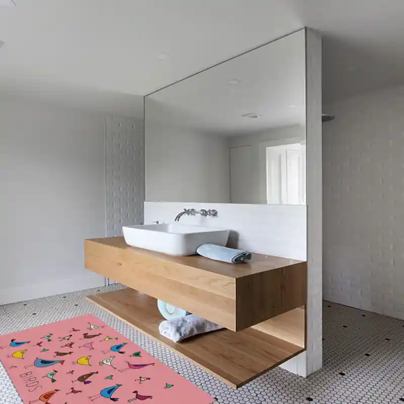Tappeto Passatoia Salotto Cucina Bagno Lavabile Bambini Animali Rosa Birds Colori - BIM0007