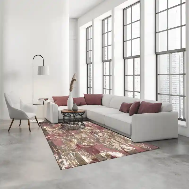 Tappeto Passatoia Salotto Camera Lavabile Antiscivolo Sfumato Slavato Grigio Lilla Rosa - BRAQUE
