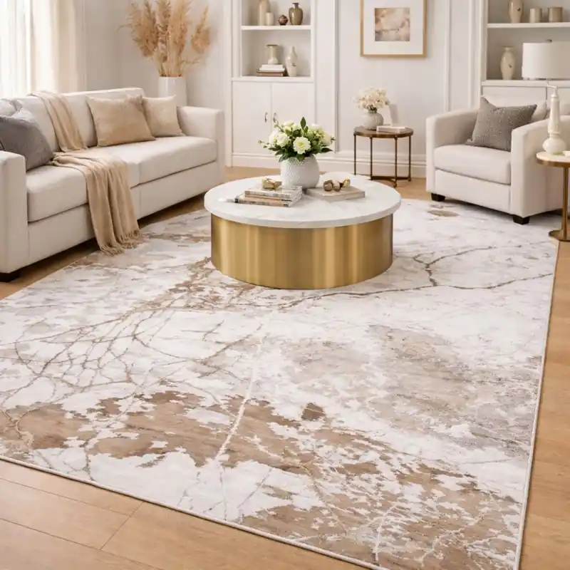 SIERRA - Tappeto Moderno Sfumato Effetto Tridimensionale Effetto Marmo Tortora Beige Avorio - B65A Rosa