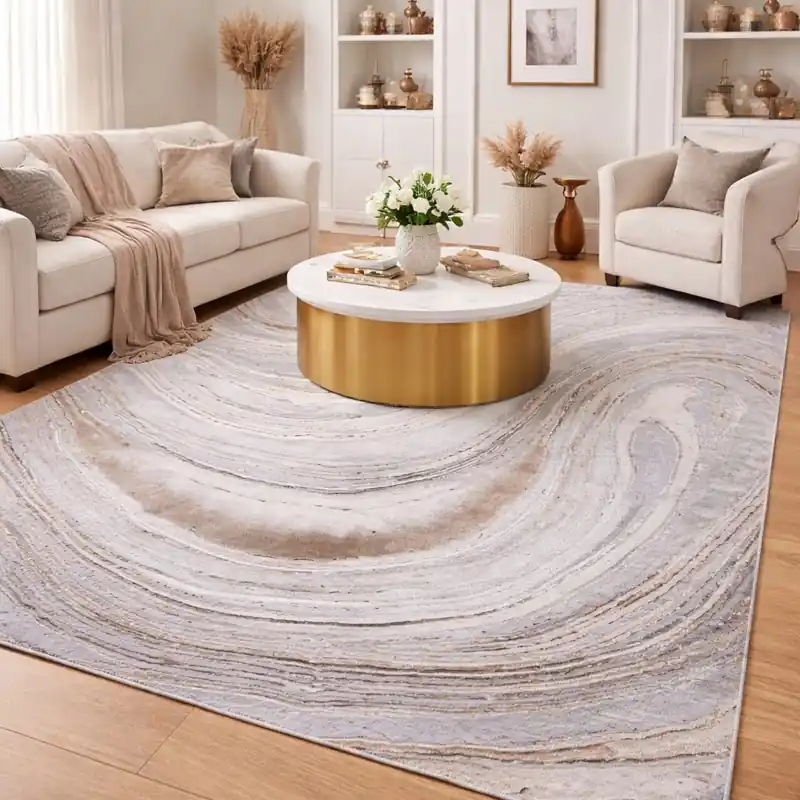 SIERRA - Tappeto Moderno Sfumato Effetto Tridimensionale Giallo Tortora Beige Avorio - 9223 Oro