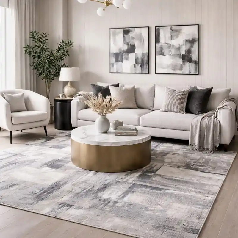 SIERRA - Tappeto Moderno Sfumato Effetto Tridimensionale Grigio Beige Avorio - 9160 Grigio