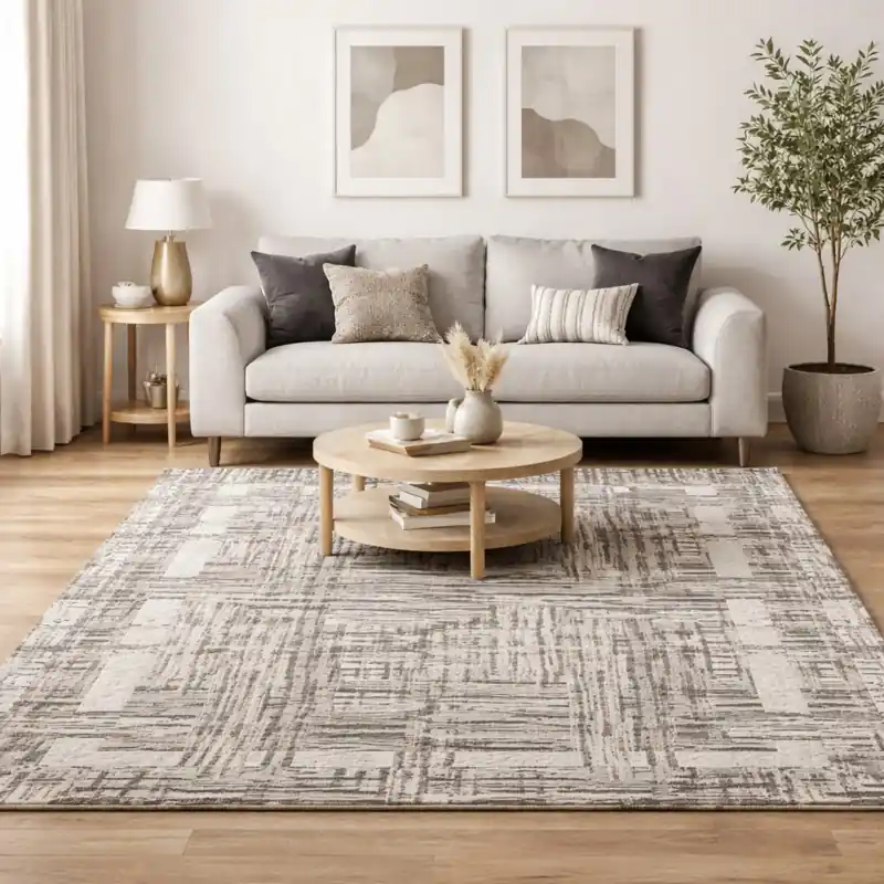 THAILAND - Tappeto Moderno Geometrico - Lavabile ed Antiscivolo - Ciniglia Jacquard - Grigio