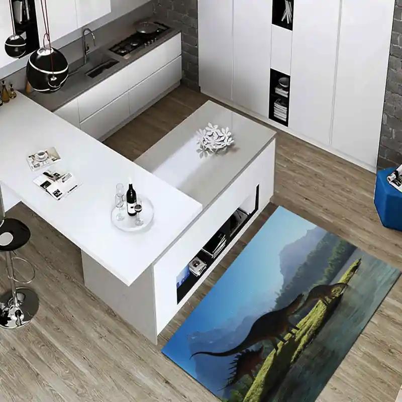 Tappeto Passatoia Salotto Cucina Bagno Lavabile Dinosauro Stegosauro E Riojasauro - DINO0053