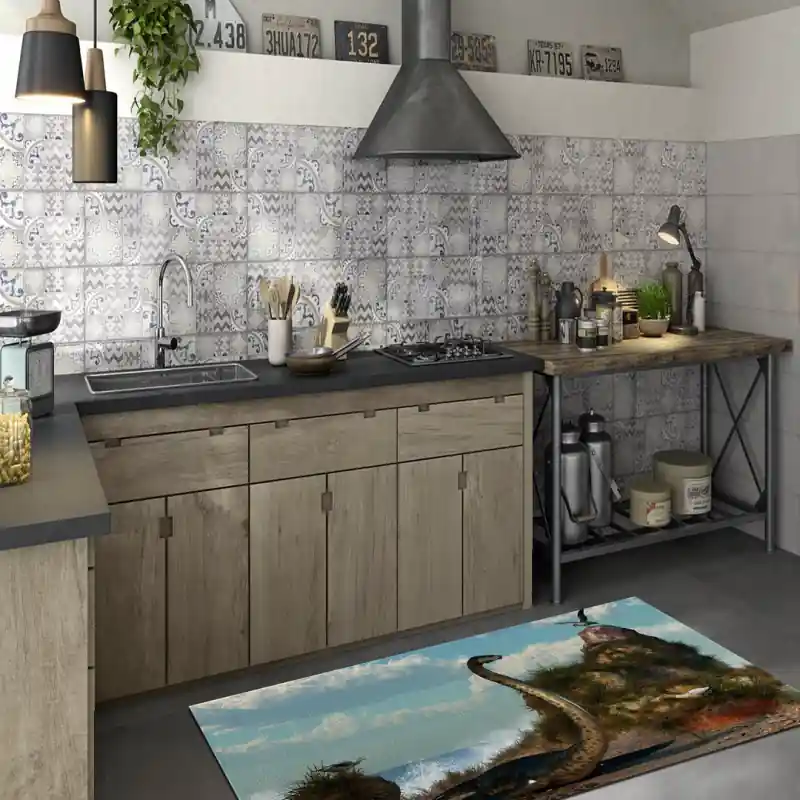 Tappeto Passatoia Salotto Cucina Bagno Lavabile Dinosauro Elasmosauro - DINO0035