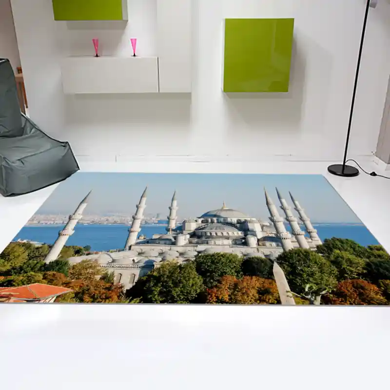Tappeto Passatoia Salotto Cucina Bagno Lavabile Blue Mosque - MON0004