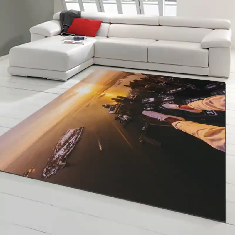 Tappeto Passatoia Salotto Cucina Bagno Lavabile Grattacieli Città Tramonto - PM0007