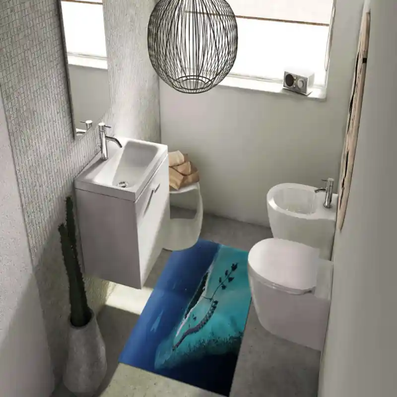 Tappeto Passatoia Salotto Cucina Bagno Lavabile Mare Maldive Atollo - PM0004