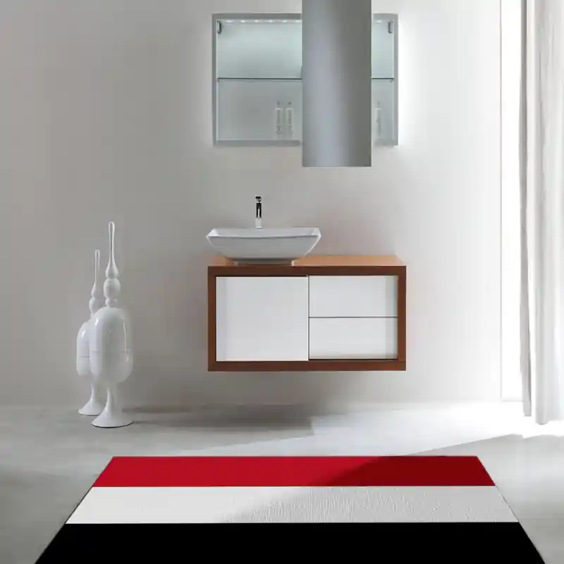 Tappeto Passatoia Salotto Cucina Bagno Lavabile Stampa Digitale Bandiera Rosso Bianco Nero - YEMEN