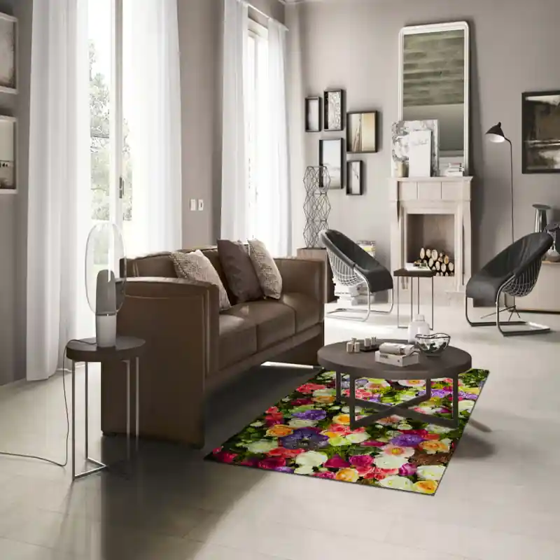 Tappeto Passatoia Salotto Cucina Bagno Lavabile Fiori Vari Colori - FLO0047