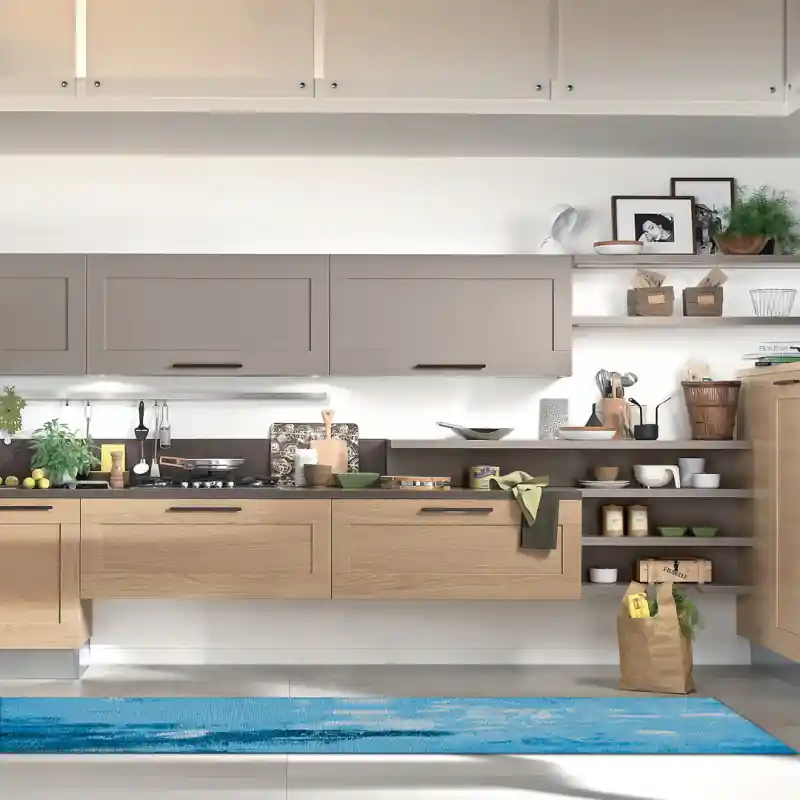 Tappeto Passatoia Salotto Cucina Bagno Lavabile Antiscivolo Moderno Astratto Azzurro - MOD5067