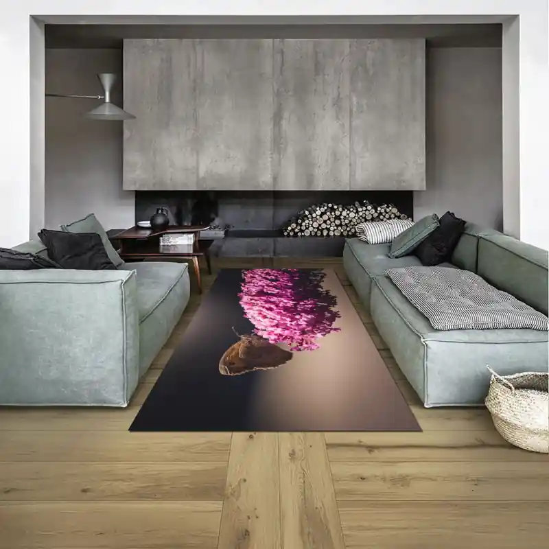 Tappeto Passatoia Salotto Cucina Bagno Lavabile Albero Della Farfalla Rosa - FLO0033