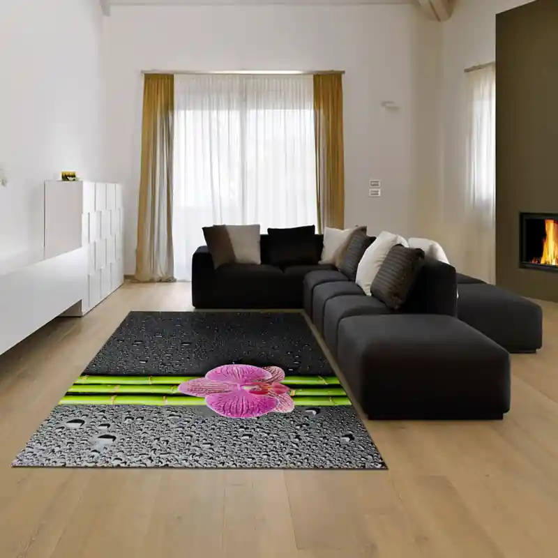 Tappeto Passatoia Salotto Cucina Bagno Lavabile Fiore Orchidea Rosa Asia - FLO0032
