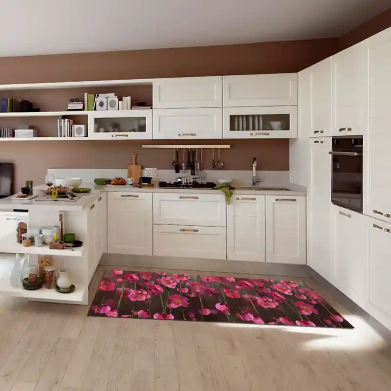 Tappeto Passatoia Salotto Cucina Bagno Lavabile Fiori Wax Flower - FLO0025