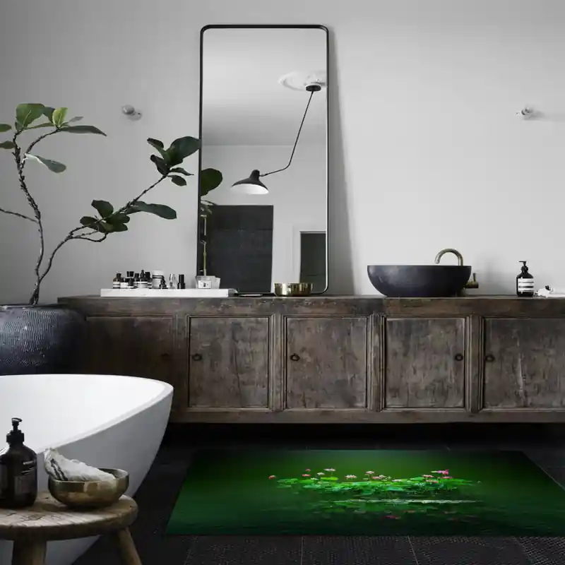 Tappeto Passatoia Salotto Cucina Bagno Lavabile Fiore Di Loto Ninfea - FLO0023