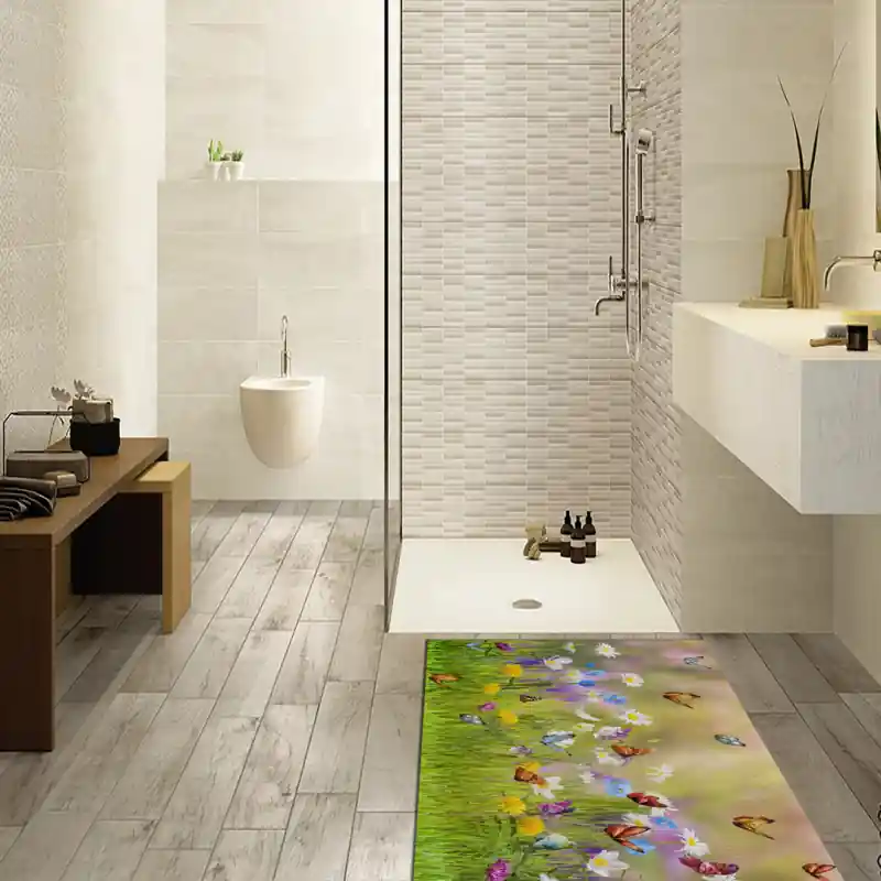 Tappeto Passatoia Salotto Cucina Bagno Lavabile Fiori Campo Farfalle - FLO0019