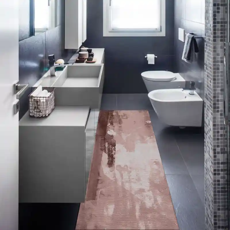 Tappeto Passatoia Salotto Cucina Bagno Lavabile Antiscivolo Moderno Astratto Marrone - MOD5065