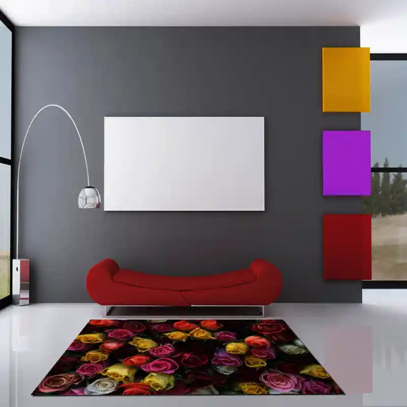 Tappeto Passatoia Salotto Cucina Bagno Lavabile Fiori Rose Colori - FLO0018