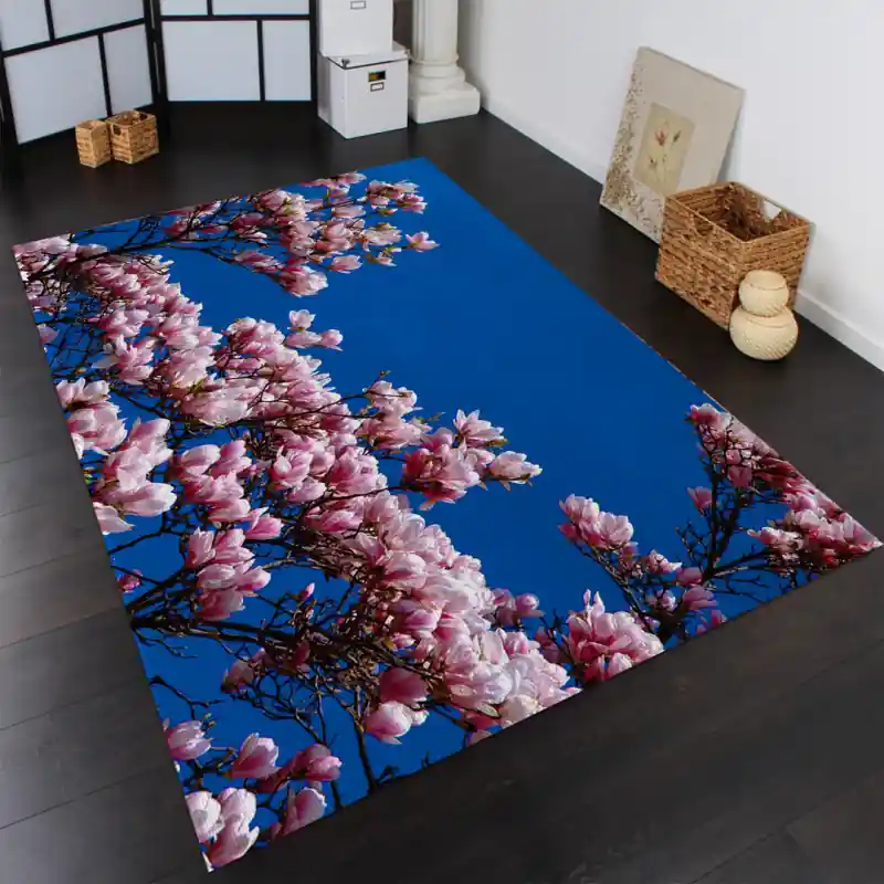 Tappeto Passatoia Salotto Cucina Bagno Lavabile Fiori Rosa Magnolia - FLO0009